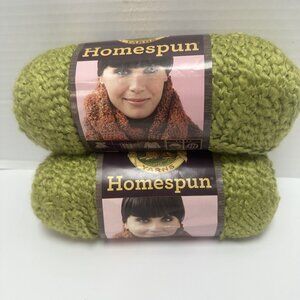Lion Brand Discontinued Yarn Apple Green Color Lot of 2 Skeins